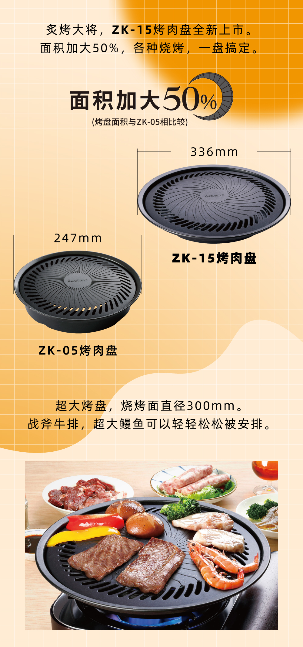 炙烤大將，zk-15全新上市。面積加大50%，各種燒烤，一盤搞定。